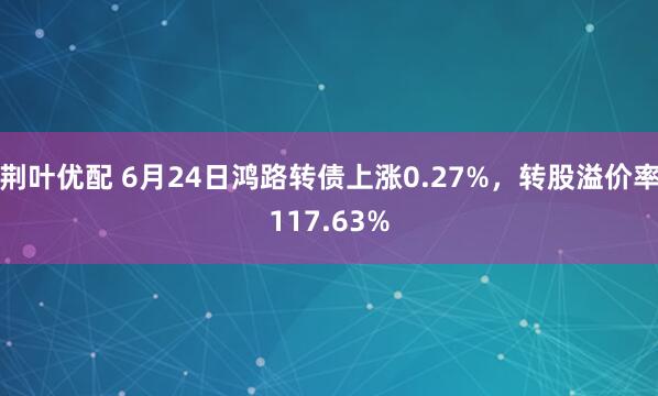 荆叶优配 6月24日鸿路转债上涨0.27%，转股溢价率117.63%